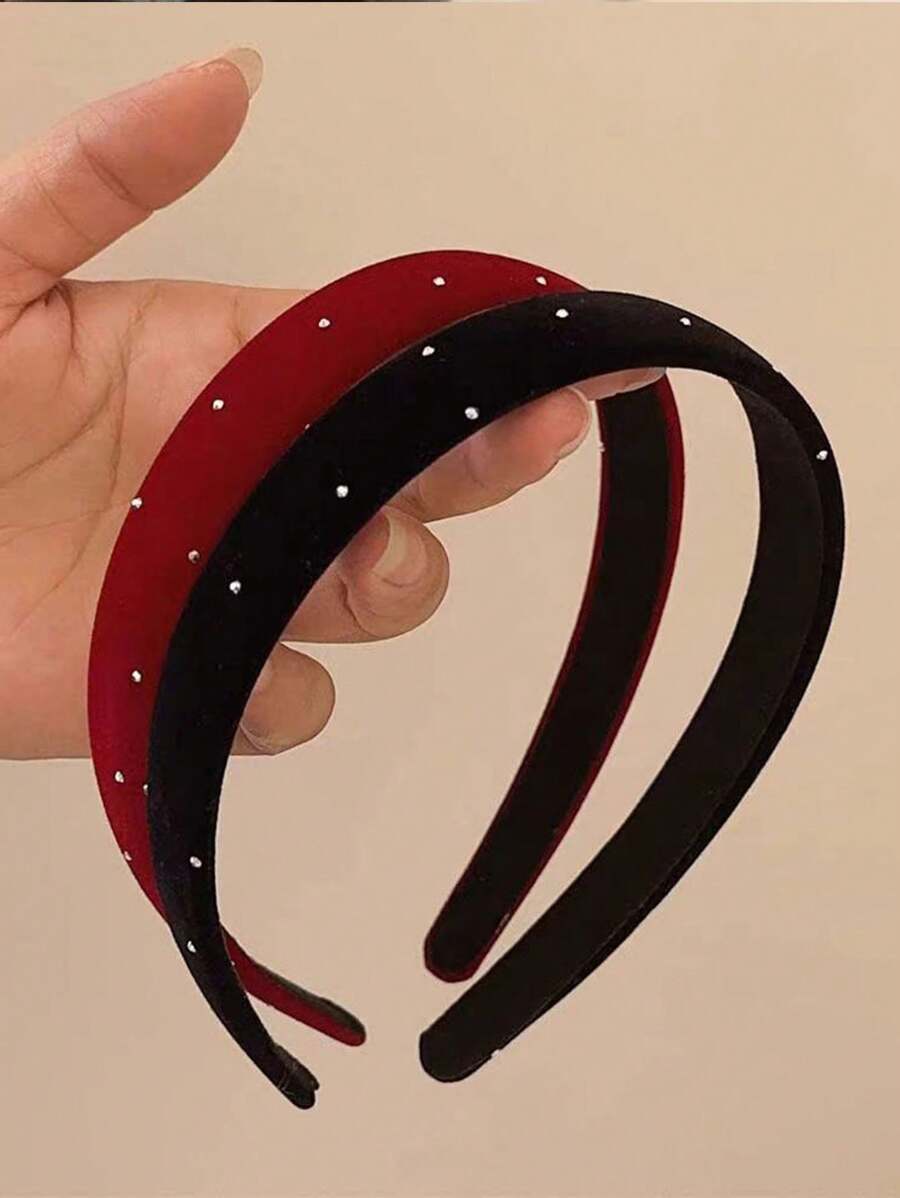 2pcs/Set Women Headbands, Luxury Rhinestone Embellished Hair Accessories For Date, Gift, Evening Party Hairband Hair Hoop Head Accessories