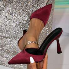 Black High Heel Shoes, Fashionable Sexy Nightclub Lady Runway Party Women's Closed Toe High Heel Shoes, Slingback Mule Shoes, Satin Slide Sandals With Backstrap