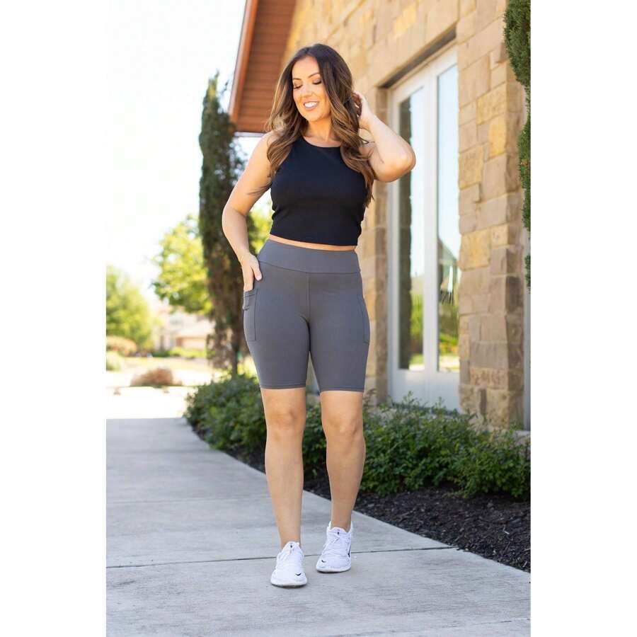 The Christy -  Charcoal BIKER  SHORTS - Luxe Leggings By Julia Rose® - Multicolor - View 1