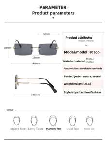 Rimless Fashion Glasses For Women Men Luxury Vintage Fashion Shades Travel Outdoor Glasses