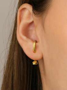 1pair Stylish Copper Snake Shaped Earrings, Multiple Wearing Styles, Ins Style Women's Ear Drop - Yellow Gold - View 5