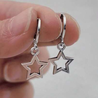 Boucles d'oreilles en alliage étoile creuse inspirées du style Y2K, parfaites pour le quotidien et les occasions festives