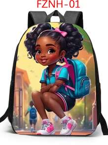 Cartoon Mode Stijl Student Casual Veelzijdige Rugzak, Tiener Dagelijkse Reisrugzak, Meisjes Schooltas