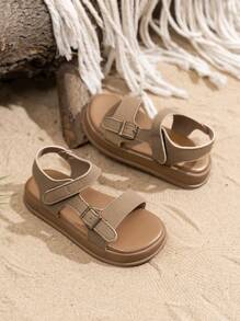 2025新款凉鞋，卡其色扣凉鞋，软底厚底凉鞋，沙滩凉鞋，时尚运动凉鞋，设计精美的凉鞋，穿运动凉鞋， - 卡其色 - 查看 5