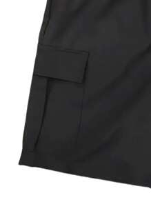 1pc Men's Outdoor Solid Color Pocket Drawstring Waist Cargo Shorts, Summer