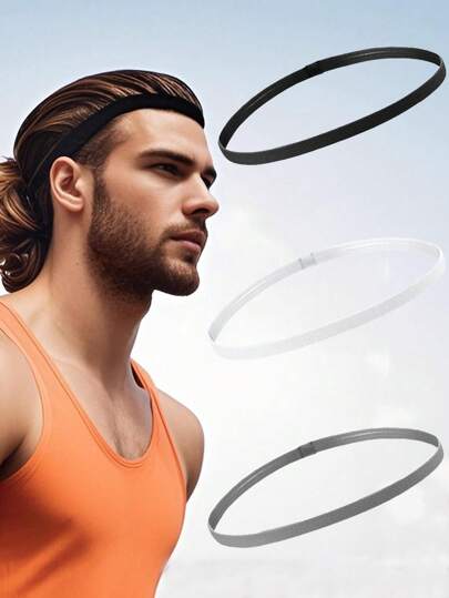 4条装防滑硅胶弹力运动发带 - 完美适用于足球、篮球、跑步、瑜伽等运动，男士配饰