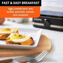 KRUPS: Cocina de huevos de plástico y acero inoxidable, 6 huevos de 400 W, duro, mediano y suave, hervido, escalfado, revuelto, tortillas, color negro - 1 - Ver 2