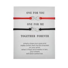 2pcs Woven Infinity Symbol Cord Bracelet, Vintage Couples Style - Multicolor - View 2