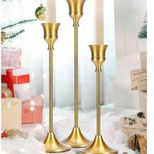 3pcs/Set Vintage Creative European Style Metal Candle Holders, Simple Design Decor For Wedding, Bar, Party, Living Room, Dining Room Gifts Birthday Graduation