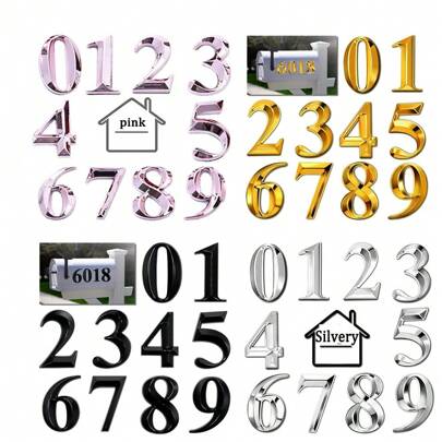 1 件，1.97 英寸，2.76 英寸新门牌号 3D 邮箱号码 0-9，自粘门牌号，房屋街道地址号码贴纸，个性化门牌号字母颜色和大小供您选择（金色/银色/青铜色/黑色/粉色） - 适用于装饰公寓、办公室、公共场所、宠物屋、船屋、路标、地下室门、门板等。