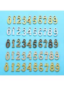 10 Pcs/Set 5 Warna Paduan Logam Angka 0-9 Liontin Jimat Digital Aksesoris Perhiasan DIY 16*8mm S110 - Angka 0-9 - View 5