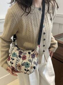 Retro Bohemian Crossbody Bag, Floral Retro Pattern Shoulder Bag, Vintage Hobo Bag, Women Handbag & Wallet Set