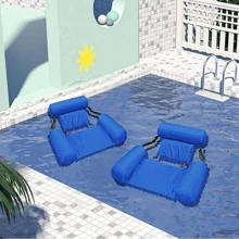 充气水上吊床，四合一充气游泳床，水上躺椅，超舒适游泳椅，带靠背的充气床垫水上椅 - 彩色 - 查看 6