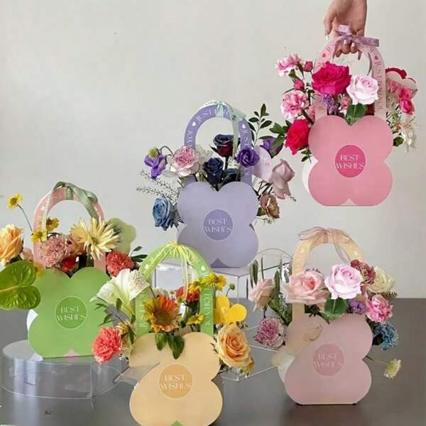 1 pezzo Confezione floreale fresca maneggevole, piccola scatola regalo per profumo floreale, grande scatola regalo per composizione floreale creativa, scatola di decorazione floreale fatta a mano, adatta per rose, garofani e vari profumo di fiori freschi