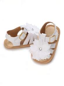 Infant Girls' Summer Rubber Sole Sandals, Princess Style Flower Slippers