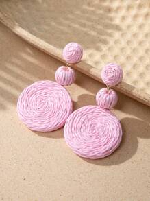 1 paio di orecchini pendenti a cerchio in stile bohémien con pendente in rafia, orecchini a goccia perfetti per le vacanze al mare