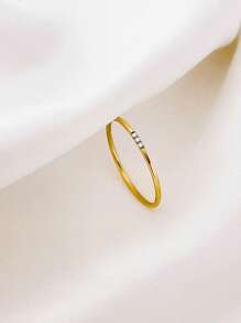 1pc Minimalist S925 Sterling Silver Gold Plated Ultra- Micro Pave Cubic Zirconia Couple Ring, Delicate Luxury Ring