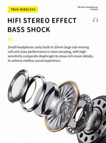 WoSD Wireless Headset, Semi-In-Ear Headset With Touch Controls - HiFi Stereo Headset, Condenser Microphone, Dolby Audio, Non-Waterproof, Plastic, Smartphone Compatible With HD Calling And Music Playback