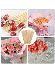 100/50/25 piezas Tallos de flores de madera, tallos de flores artificiales de alambre de hierro para manualidades de ramos florales DIY, varillas de soporte para ramos de flores artificiales, flores de alambre de hierro y arreglos florales para el jardín (30/25/20/15 cm) - Caqui - Ver 2