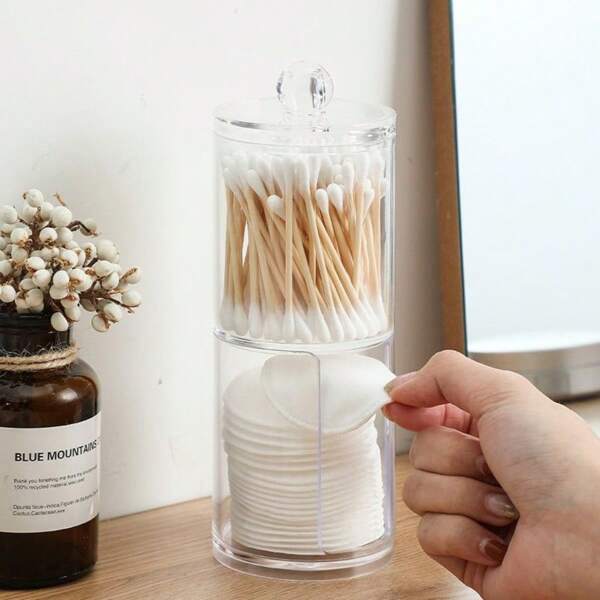 1pc Transparent Acrylic Minimalist Stylish Makeup Cleaning Storage Box, Useful For Desk Organizer, Essential For Home