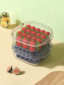 4 piezas de contenedores de almacenamiento de alimentos de plástico con tapas, contenedores de guardado para vegetales y frutas con asa y cesta coladora, contenedores transparentes reutilizables para frutas, verduras y productos secos - Almacenamiento multifuncional