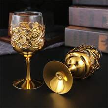 1 Set Of 6 European Style Rose Patterned Glass Stemware, Wine Glasses Suitable For Gatherings, Weddings And Other Occasions, Decorative Tabletop Craft