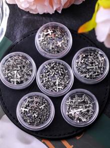网红新款日系美甲饰品朋克风复古金属暗黑金属美甲饰品指甲装饰材料DIY合金配件 - 銀色 - 查看 2