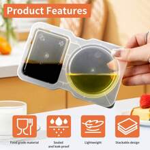 20 piezas Contenedor de condimento de doble compartimento, contenedores de aperitivos reutilizables, contenedores de condimentos con tapas, contenedores para salsas, aperitivos, comida para llevar, viajes y campamentos al aire libre - Multicolor - Ver 2