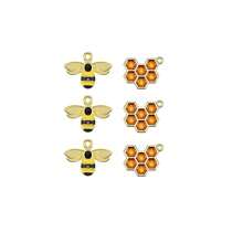 Honeycomb Bee Charm Metal Enamel Insect Pendants For DIY Earrings Bracelet Necklace Keychain Jewelry Making Supplies