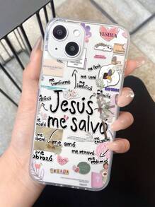 1 pieza Funda de teléfono transparente a prueba de golpes con gráfico de versículo bíblico TPU, compatible con iPhone 16 15 14 13 12 11 Pro Max, apta para la serie resistente al agua, a prueba de caídas y resistente a los arañazos - Multicolor - Ver 1