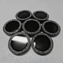 3 件/套闪光黑色金属环相机镜头保护膜，碎水钻，鹰眼镜头膜，闪亮，闪光粉，后置摄像头镜头圆形相机膜，兼容 16 Pro Max/16 Pro/16 Plus/16/15/14/13 Mini/12/11 生日礼物，家人，朋友闪亮水晶，镜头保护膜，手机配件