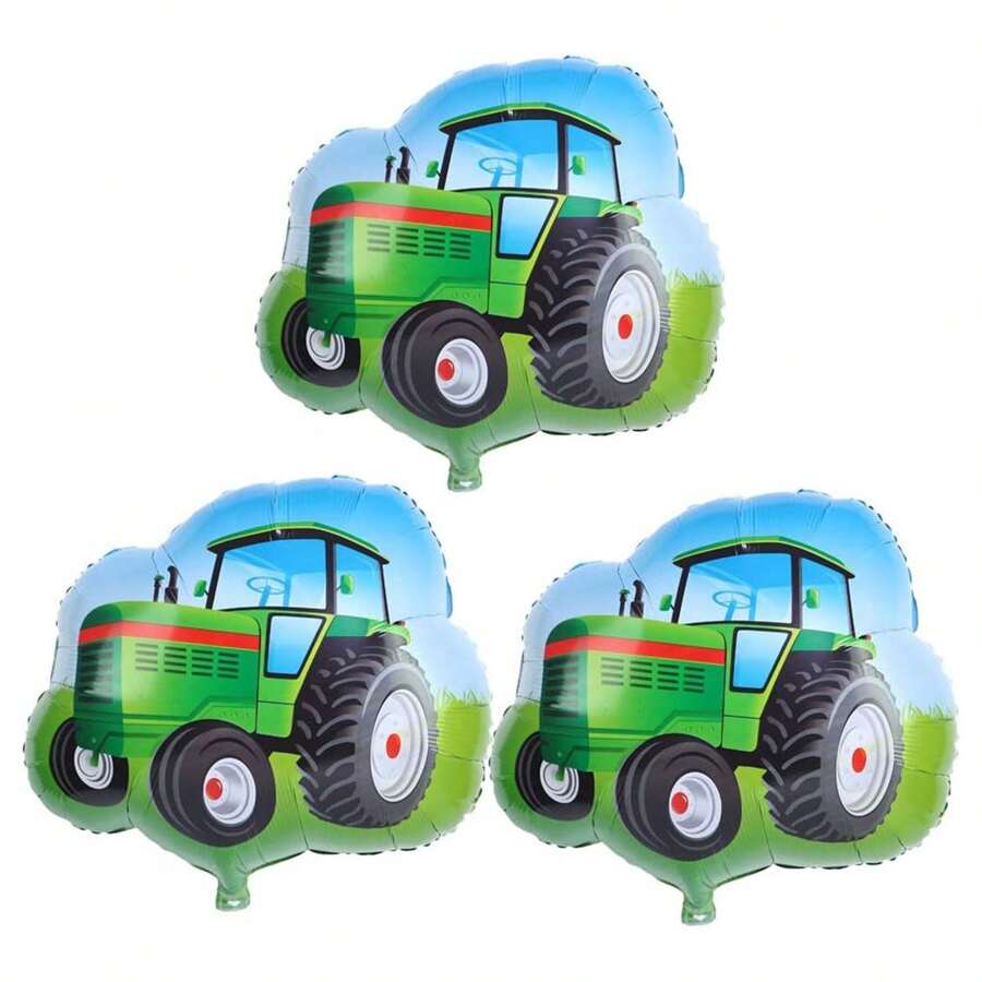 3 piezas de globos de lámina de aluminio con diseño de tractor de granja, globos de aluminio de gran tamaño de 25 pulgadas, muy adecuados para decoraciones de fiesta con tema de granja, decoraciones de fiesta de cumpleaños - Multicolor - Ver 1