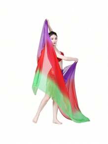 1pc Belly Dance Scarf Chiffon Veil Gradual Dance Scarves Bellydance Hand Thrown Shawls Oriental Dance Performance Props - Multicolor - View 3