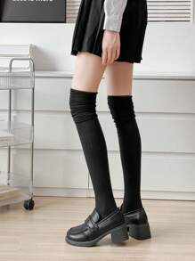 1 o 2 pares de calcetines hasta la rodilla para damas, calcetines gruesos blancos, calcetines largos hasta el muslo de color sólido a juego para botas