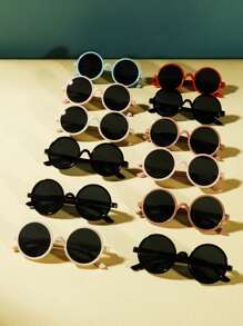 12pcs Children Round Frame Fashion Eyeglasses, Cute Retro For Boys & Girls, Suitable For Travel, Everyday, Stage Performance, Birthday Party - Multicolor - View 7