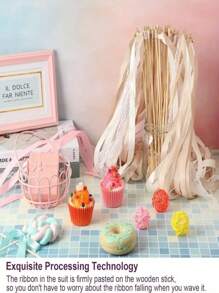 10pcs Lace Ribbon Wands With Bells - White, Pink, Champagne Fairy Magic Wands With Ribbons, Suitable For Wedding, Birthday, Celebration, Bachelorette Party, Bridal Shower, Lace Ribbon Fairy Wands With Bells Party Streamers, Birthday, European Wedding Party, Home Decor, Scene Decor, Theme Party Decor Summer Gifts Beach Back To School School Supplies Room Decor