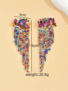 2pcs Fashion Long Fringe CZ Crystal Women's Earrings, Copper Alloy Zirconia Inlay, Shiny And Fashionable, Suitable For Parties And Daily Wear