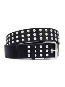 1pc Women's Rhinestone Decor Wide Leather Belt, Elegant Street Style Versatile For Jeans, Shirts, Coats, Suitable For Shopping, Casual, Holiday, Party