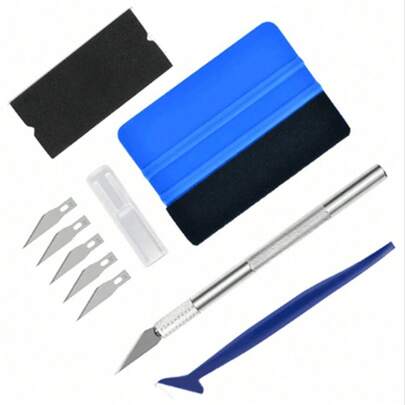 10 件装铝合金汽车贴膜刮刀工具套件，带毛毡边缘刮刀，适用于汽车车窗贴膜，含塑料刮刀