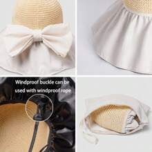 1pc Polyester Foldable Wide Brim Bucket Hat, Sun Protection Outdoor Bucket Hat For Travel