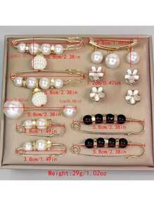 12pcs Waist Clip Brooches, Used To Secure And Prevent Low-Cut Dresses From Exposing, Also Can Decorate Jackets, Cardigans, Sweaters - Multicolor - View 8
