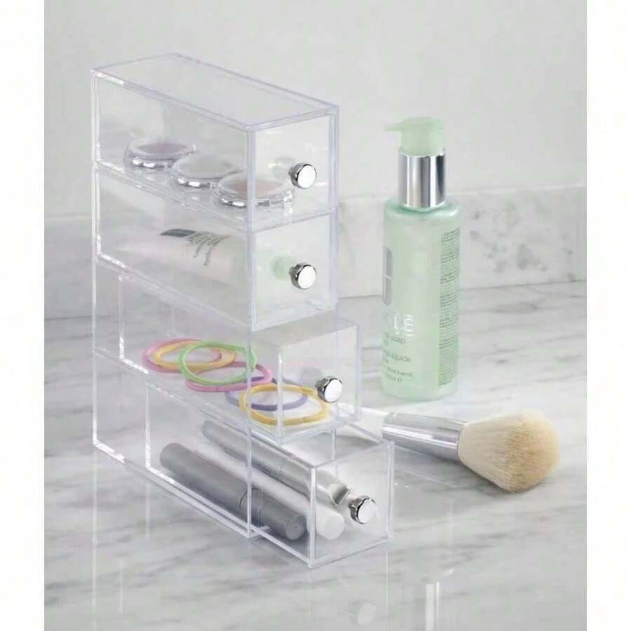 Transparent 4-Drawer Tower, Efficient Organization, Transparent Design, Suitable For A Variety Of Storage Needs