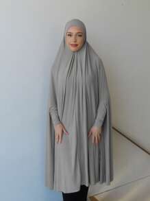 1 Peça Acessório Abaya Feminino, Véu Grande Macio e Liso para Cobrir o Queixo, para Peregrinação, Lenço de Cabeça Turbante com Mangas