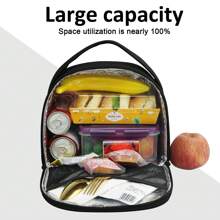 1 件防水隔热午餐袋，8L 大容量午餐盒，便携式冷藏袋，带手柄和拉链，适合旅行、工作、学校 - 送给女士的礼物，送给男士的礼物 - 黑色 - 查看 3