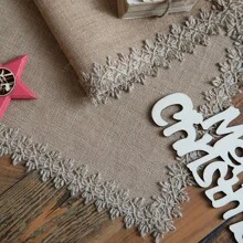 1 pezzo Runner da tavolo rustico in lino, tessuto naturale in juta con nappe per decorazione di tavoli in casa, feste, hotel e ristoranti