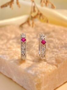 1 paar prachtige zirkonia creolen voor vrouwen S925 sterling zilver fijne dames sieraden jubileum cadeau oorbellen fijne sieraden