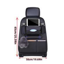 1 szt. PU skórzany organizer na tylne siedzenie samochodu, ochraniacz na oparcie siedzenia samochodu, wisząca torba na oparcie siedzenia samochodu z kieszeniami do przechowywania, uchwyt na kubek i uchwyt na chusteczki, uniwersalny organizer samochodowy do większości samochodów