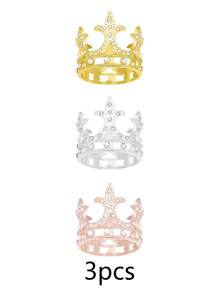 6 pièces Mini couronnes en métal de princesse, décorations de gâteau et fournitures de fête, faveurs et décorations de fête, ensemble avec coiffure festive
