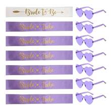 7/14pcs Bride To Be Gift Set, Polyester Bride Tribe Sashes With Heart Glasses, Bridal Shower & Wedding Party Supplies, Bridesmaid Appreciation Present - Multicolor - View 20