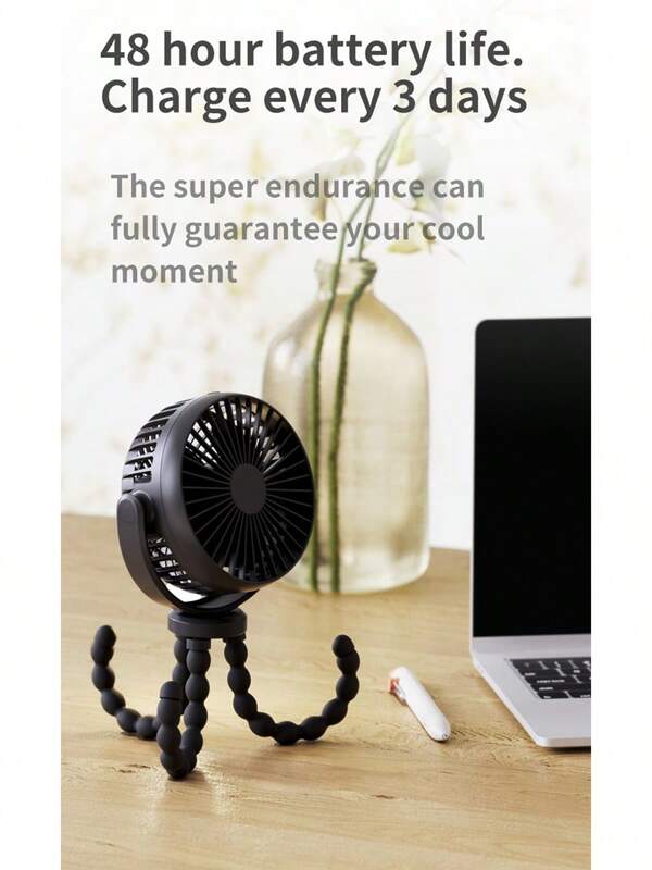 TUNKE Mini Ventilador Portátil, Ventilador De Clip Operado Por Batería, Ventilador De Enfriamiento Flexible De Trípode Recargable De 360 ​​grados Para Asiento De Automóvil Trotadora Viaje
